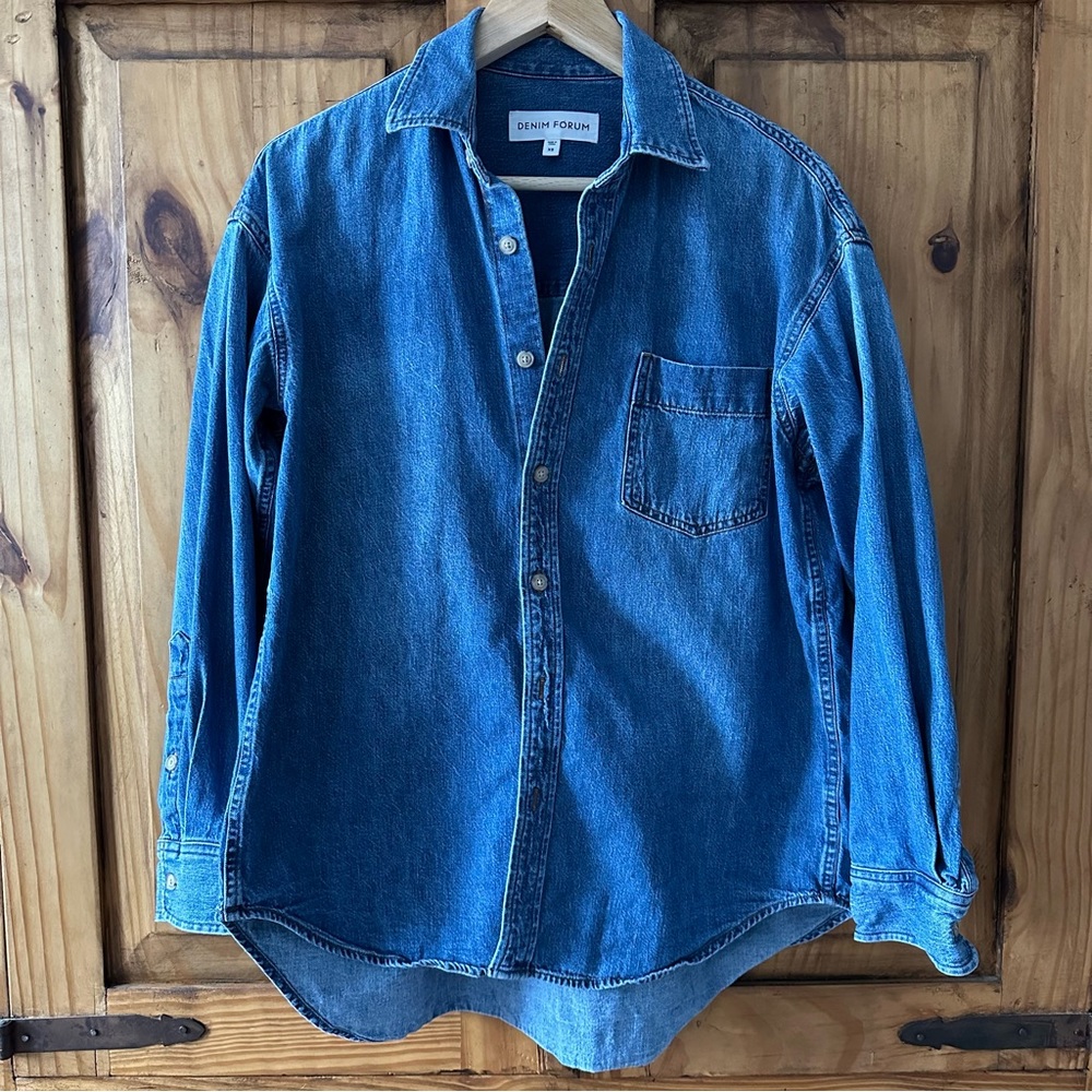 Denim Forum The 80's Comfy Denim Shirt Button Down Collar Shirt - Extra Small - Picture 2 of 16
